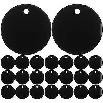 Black Aluminum Pet Tags 25Pcs Round DIY Pendant for Dogs