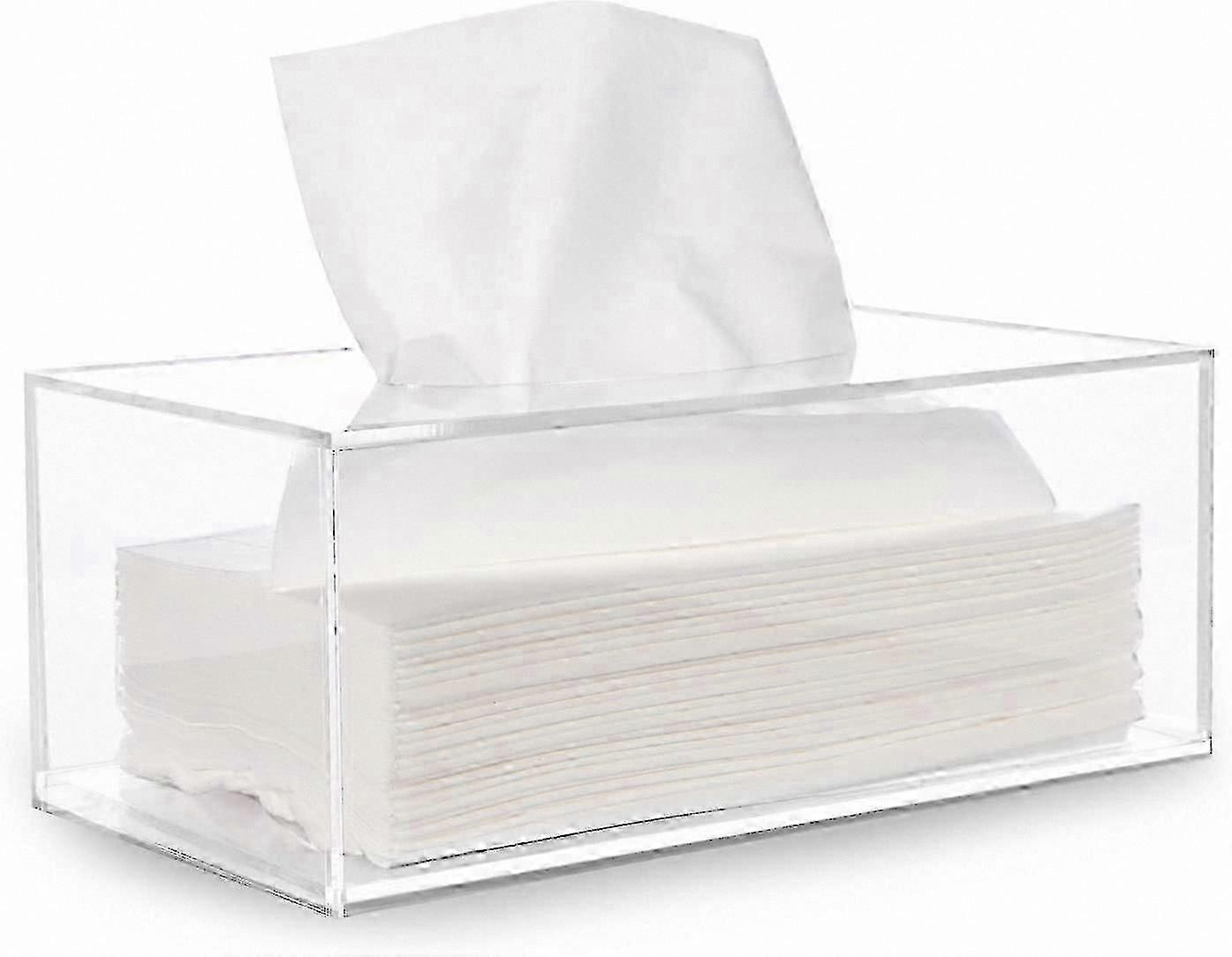 Clear Acrylic Rectangular Tissue Box Cover for Bathroom, Kitchen, and Office Use