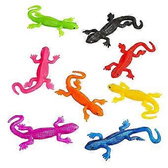 10 piezas de juguetes de lagarto elástico de goma tpr lagartos pegajosos juguete de alivio del estrés para niños adultos favores de fiesta