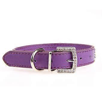 Collar ajustable para mascotas con decoración de cristales y diamantes de imitación. Collar de seguridad de moda. Talla S.