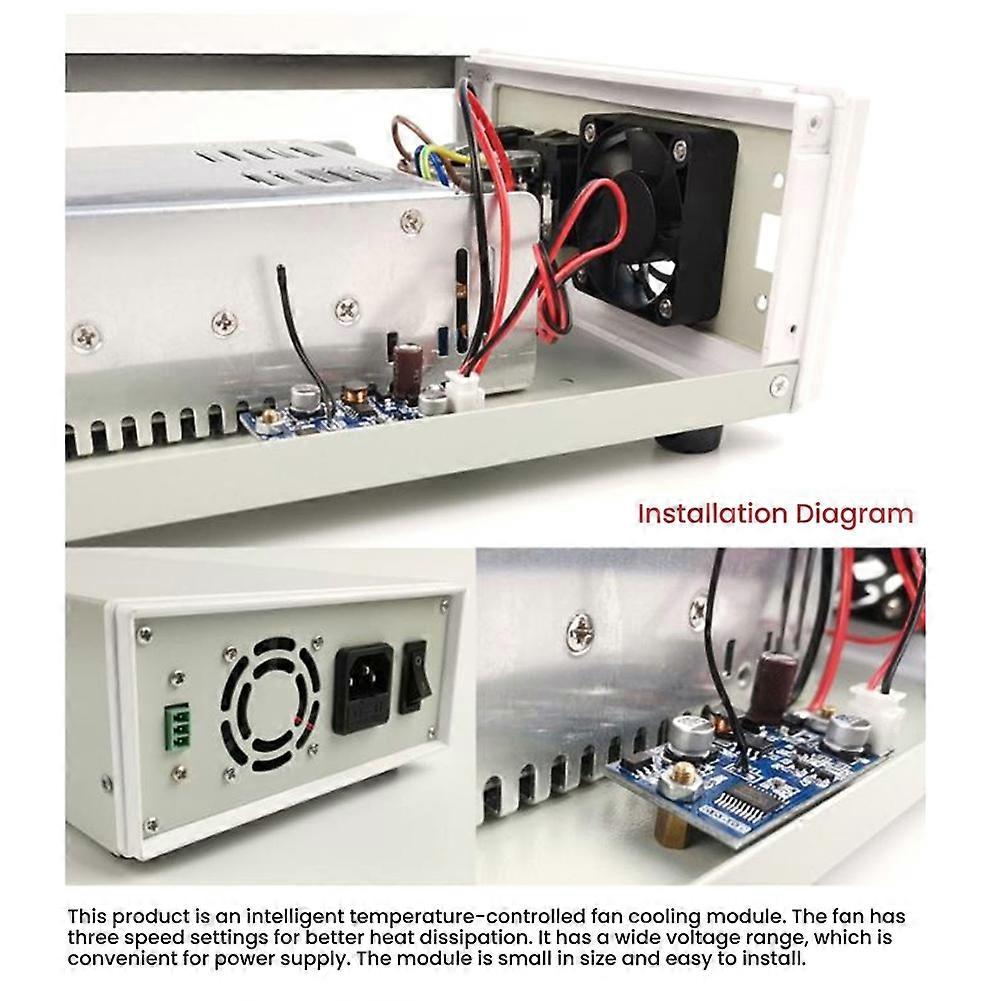 Intelligent Temperature Control Cooling Fan Module with Three-Level Adjustment for Cooling, Input Voltage Range 6-70VDC