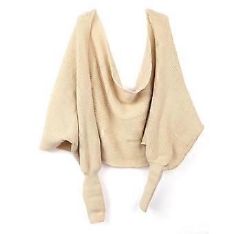 Mode Koreanischer Stil Herbst Winter Unisex Strickschal Cape Schal mit Ärmeln (Beige)