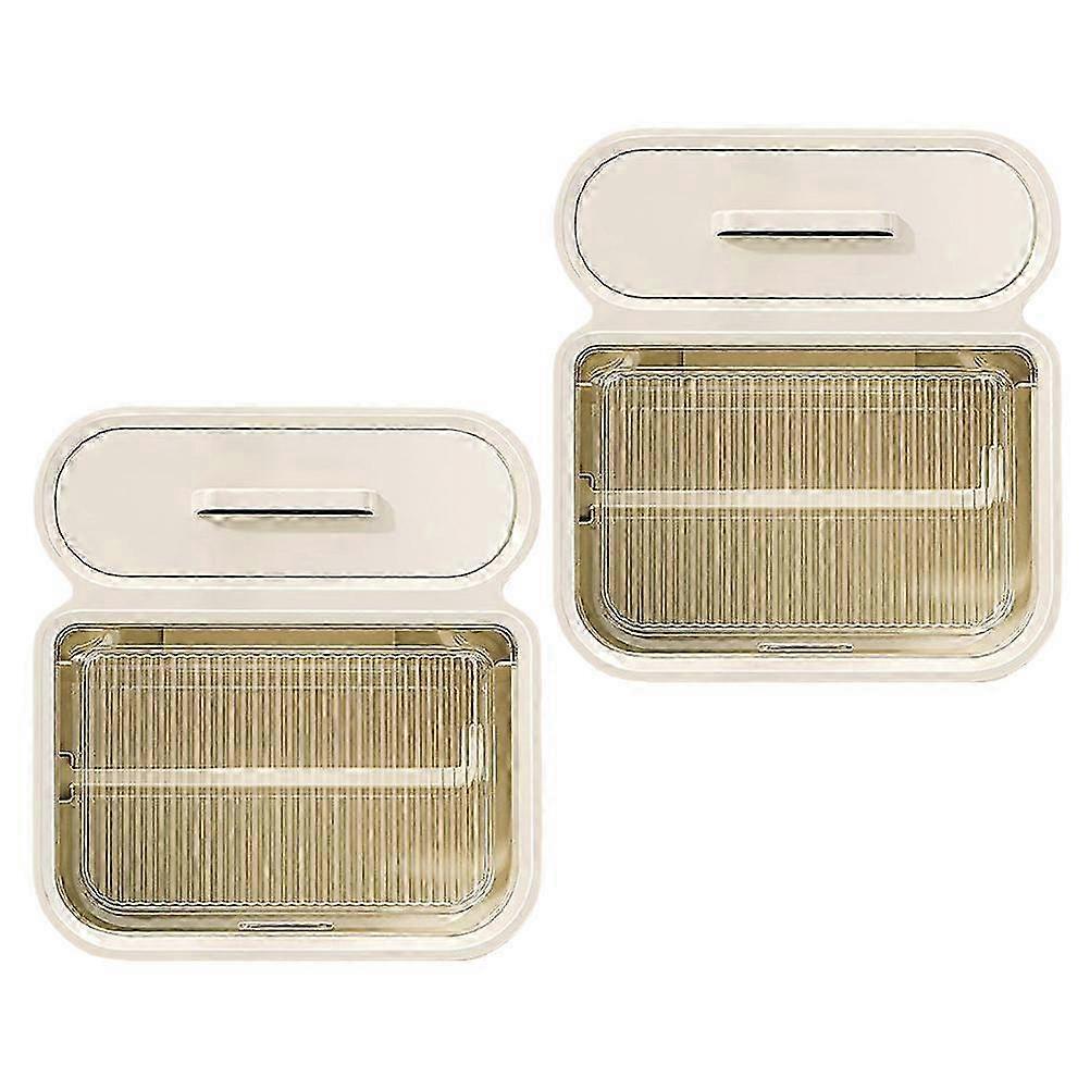 Multifunctional Tissue Storage Box Toilet Tissue Holder Wall Mounted Bathroom Accessories Rectangular Shape PP Material 2Pcs