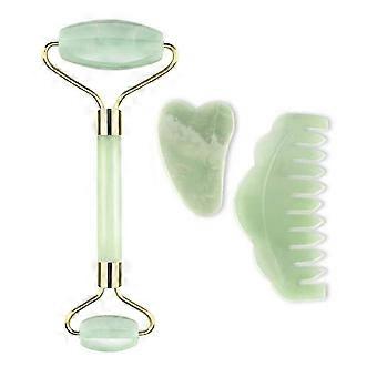 Jade Roller Gua Sha Skin Scraper Jade Stone Facial Set Pielęgnacja skóry twarzy Anti-aging Puffy Eyes Massager Reduce Neck Wrinkle Beauty Roller