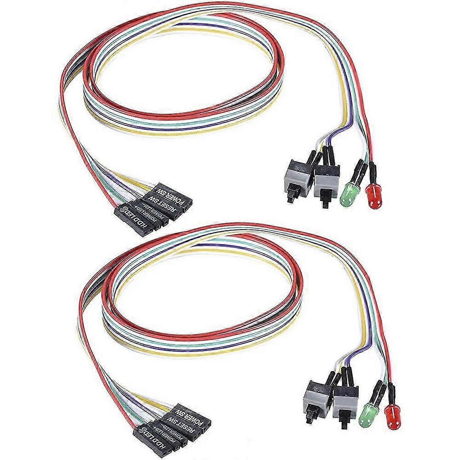 Computer Case ATX Power on Off Reset Switch Cable with 2 LED Light Light Red Green ATX Case Front Be