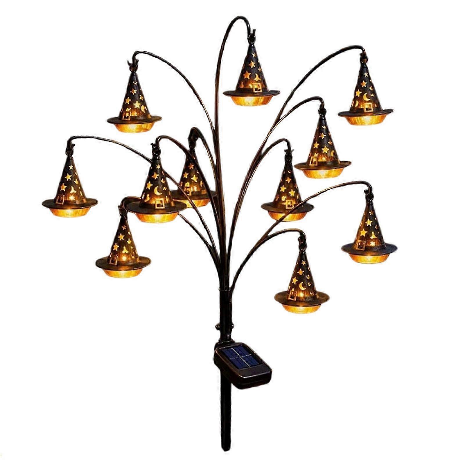 Solar Tree Stump Light - Garden Stake Light with Ghost Pumpkin compatible with Pathway Decor