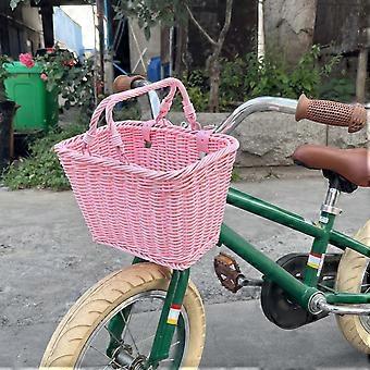 Fietsmand voor op het stuur met handvatten, schattige vierkante fietsmand, verstelbare leren riemen, opbergmand voor dagelijks woon-werkverkeer.