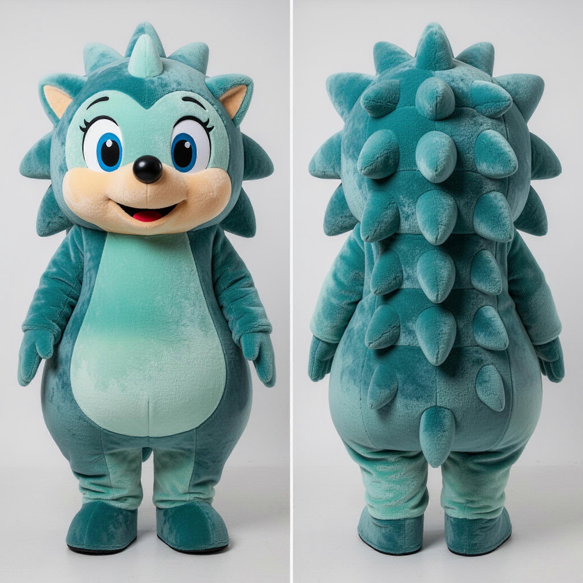 MASTICOT Teal Velvety Hedgehog Mascot