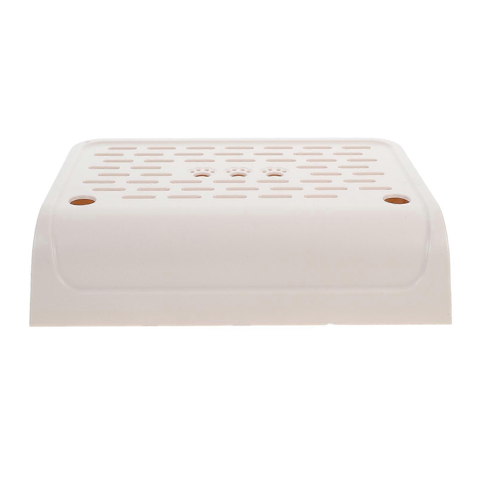 Khaki Cat Ramp for Litter Box Step Ramp Elevated Plastic for Easy Access