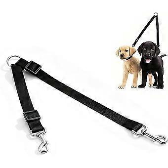 Double Dog Lead for Walking 2 Dogs No Tangle, Adjustable Double Ended Lead for Dogs with 360 Swivel Rotation 2 Splitter & Adjustable Buckle, Durable D