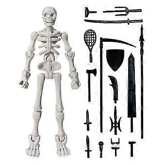 Bewegliches Skelett-Actionmodell zum Selberbauen – Mini-Puppe mit flexiblen Gelenken, verschiedenen Waffen, Halloween-Dekoration, menschliche Knochenfigur, Lehrmittel