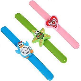 3 Pcs Silicone Slap Bracelet Watches Cartoon Style Slap-on Watches Time Machines Toys Gifts for Kids premium