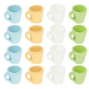 Miniature Tea Cups Resin Mini Mug for Decoration 16Pcs Colorful Dollhouse Accessories