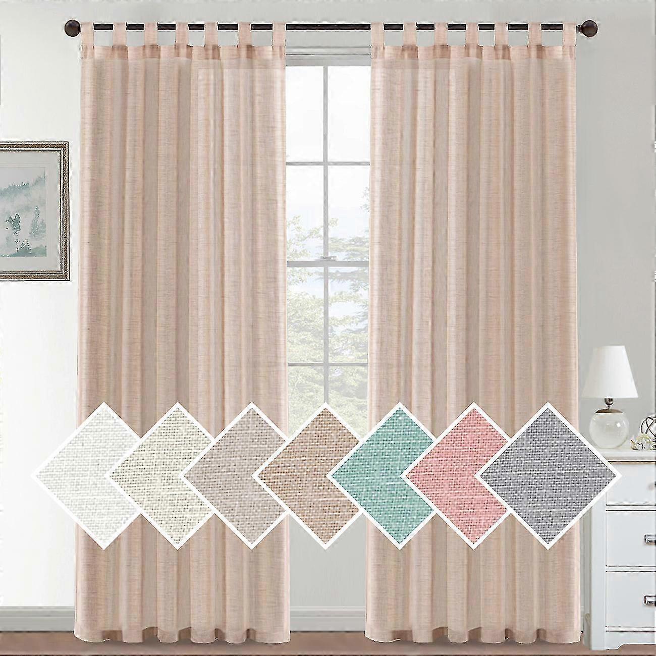 Linen-Polyester Semi-Sheer Tab Curtains