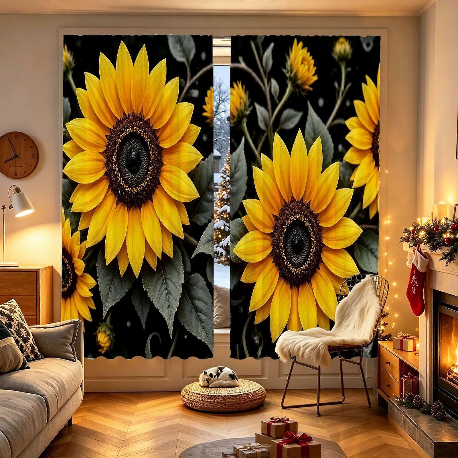 Printed Curtain Featuring sunflower floral