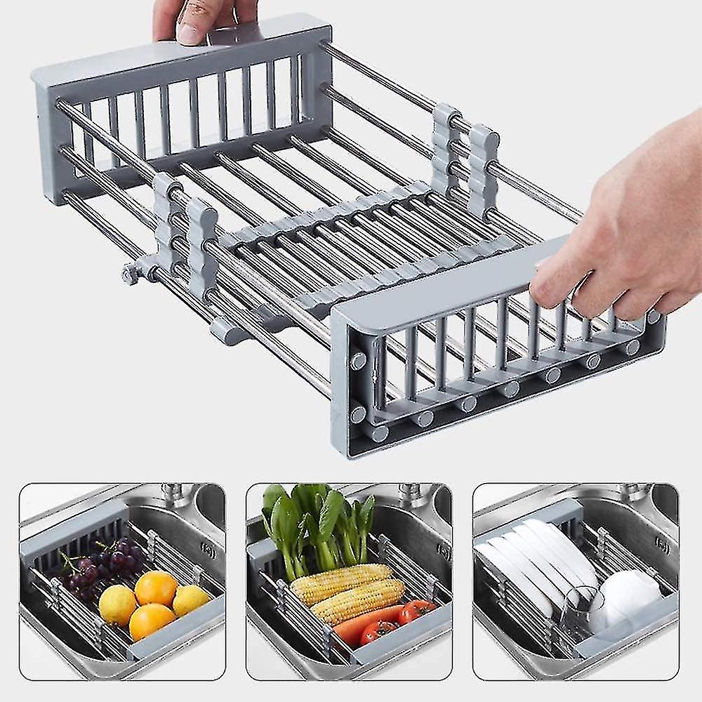 Expandable Dish Dryer, Expandable Draining Rack For Dishes. Expandable Above The Sink With Adjustabl