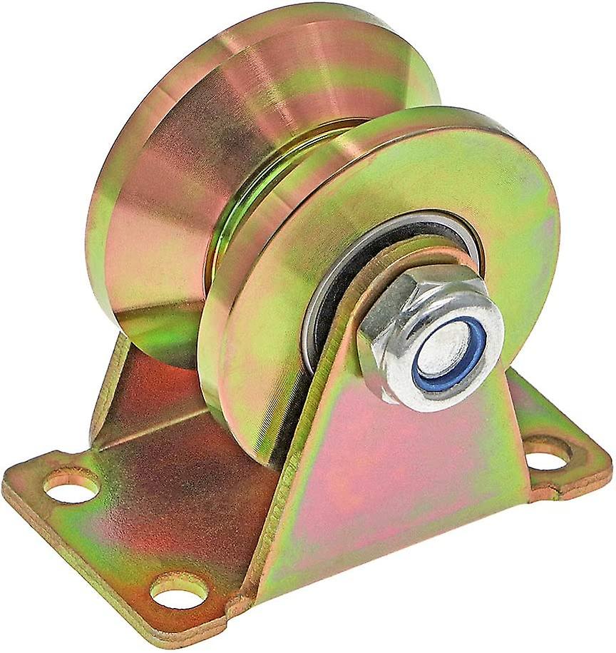 Groove Wheel Heavy Duty Rigid Caster With Bracket For Inverted Track, Rolling Gate, Sliding Gate, Industrial Machines, Wire Rope Rail, Loading Capacit