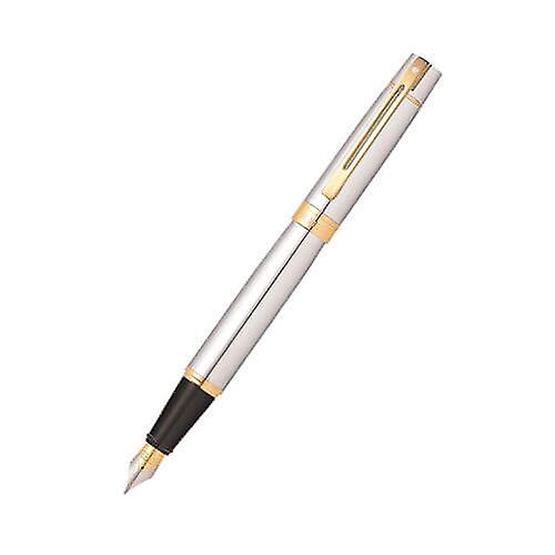 MED FOUNTAIN Sheaffer 300 Chrome/Gold Trim Pen with S/Steel Nib Medium In a Box