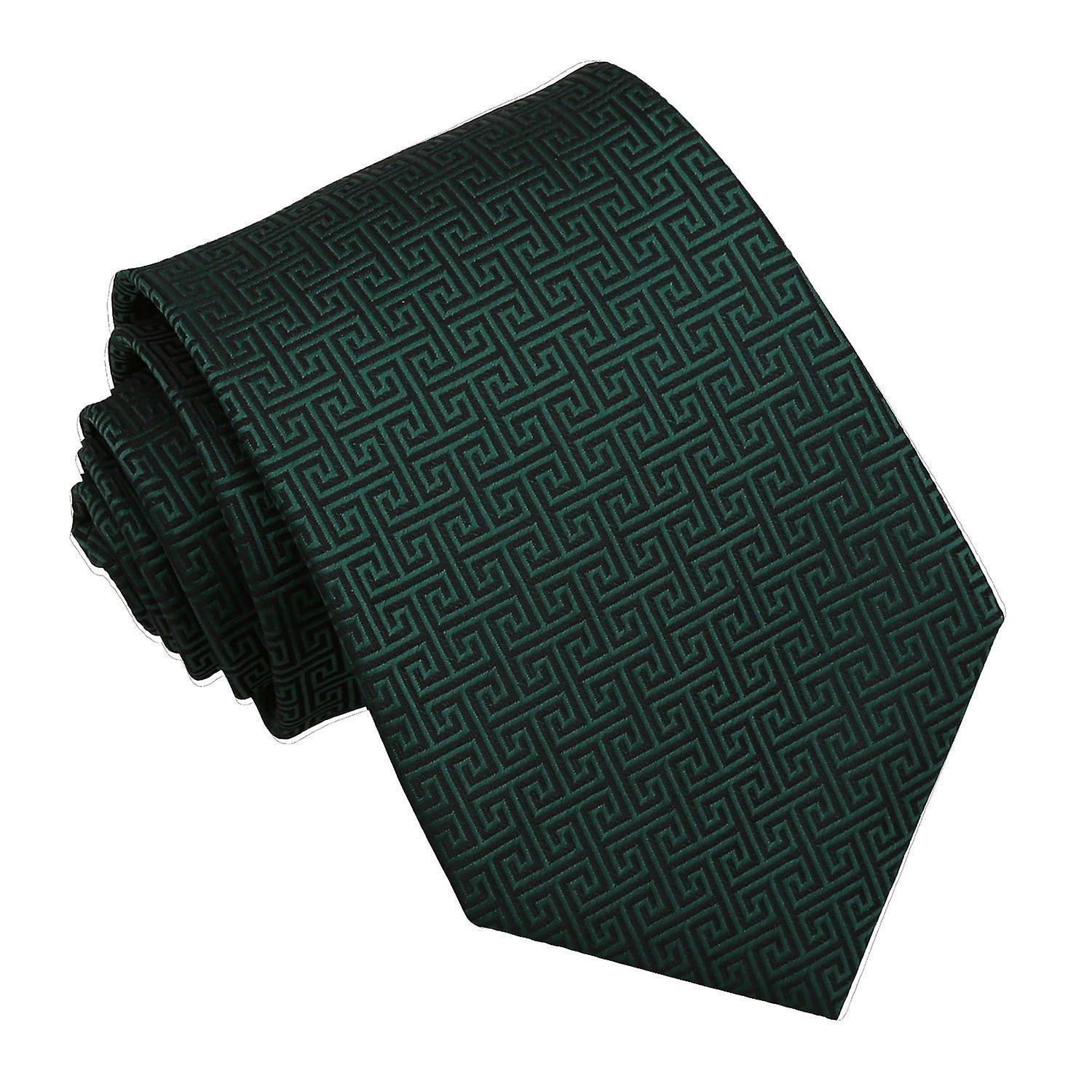 Dark Green Greek Key Tie