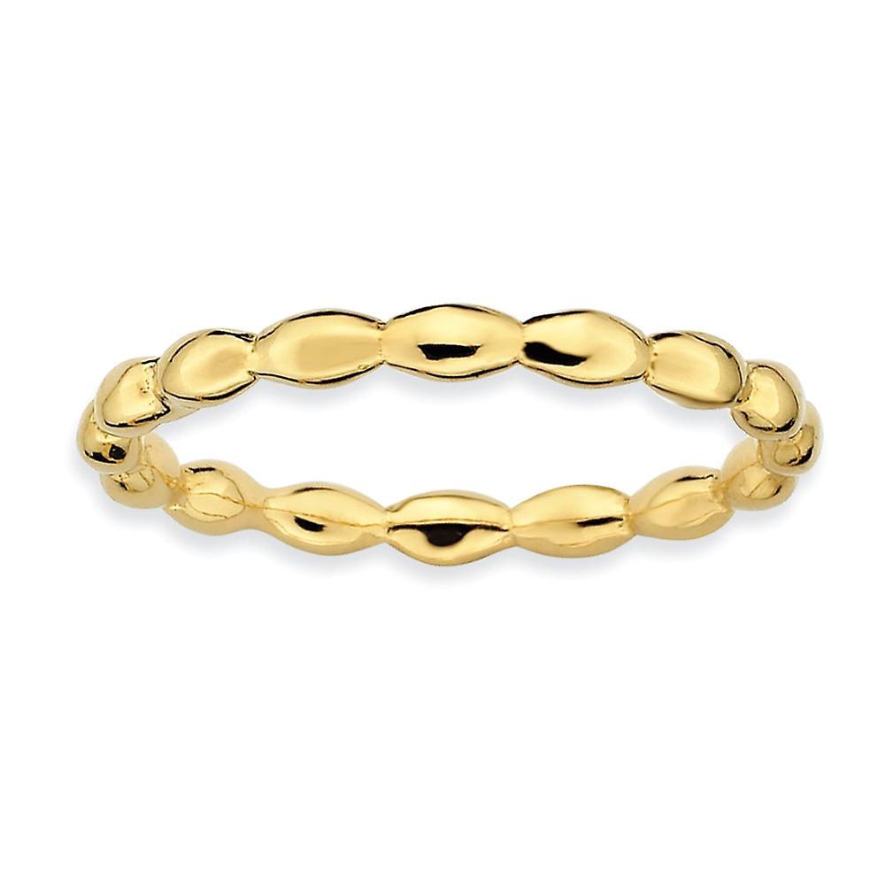 925 Sterling Silver Polished Patterned Stackable Gold Plated Rice Ring-Stackable-Ring for Women - Ring Size: 5 to 10