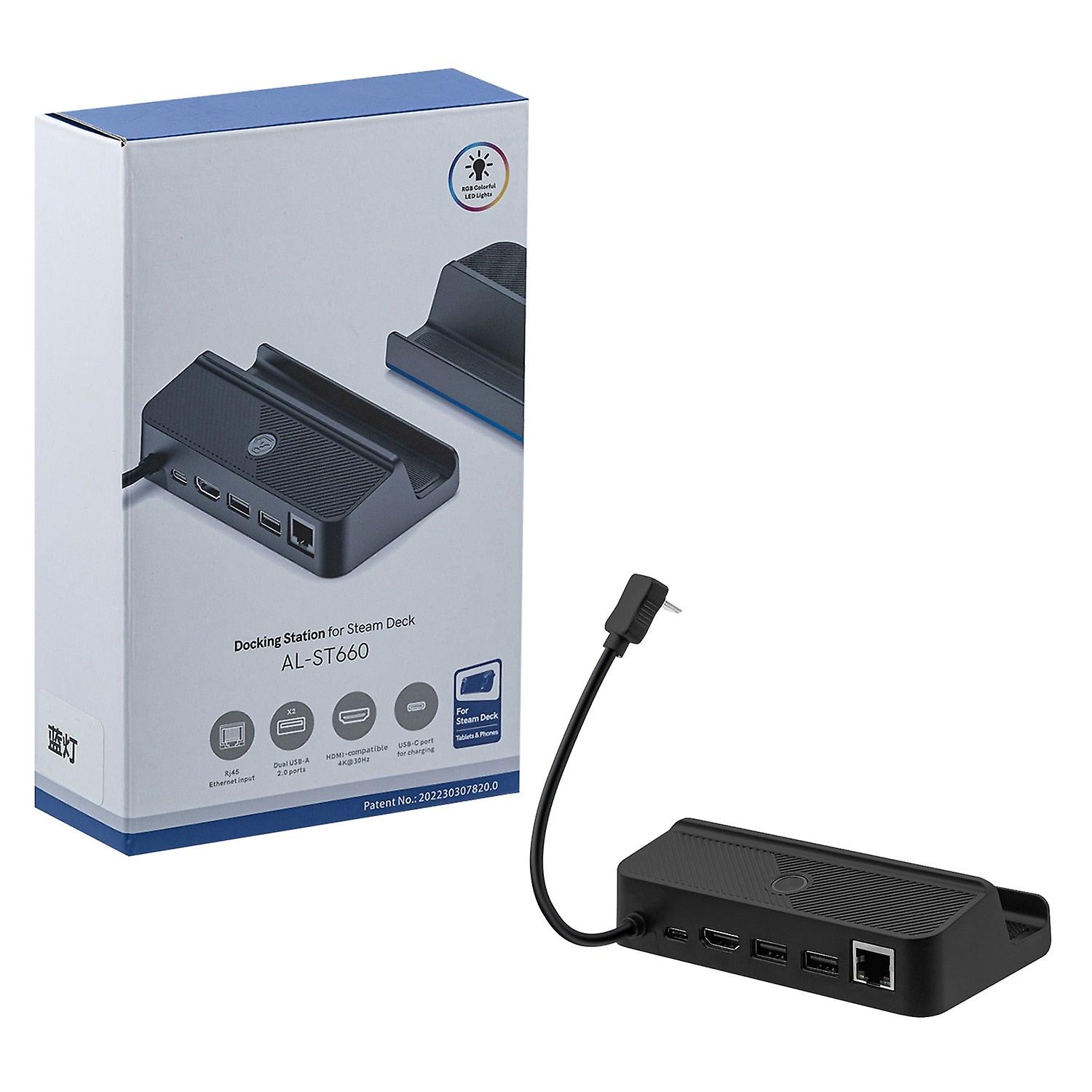 5 In 1 Docking Station Hdtv Hub Adapter 4k@30hz Hdmi-compatible 2.0 Fast Charging Stand Ethernet Port For Steam Deck(al-st660)
