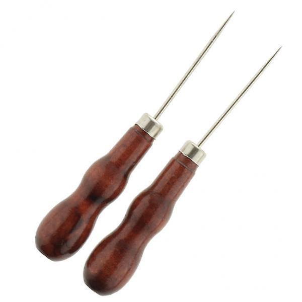 3x2 stykker Dobbel kalebassform Lærhåndverk Klut Trehåndtak Scratch Awl Tool