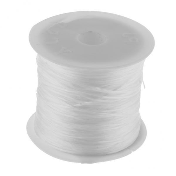 3x1 Roll Elastic Cord Stretchy String Thread 50 Meters for Jewelry DIY White