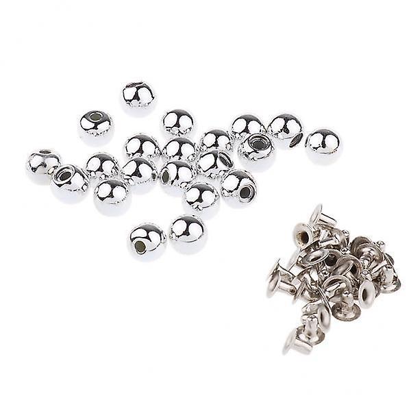 2x20 Sets Pearl Bead Rivet Studs Buttons Garment Accessories silver
