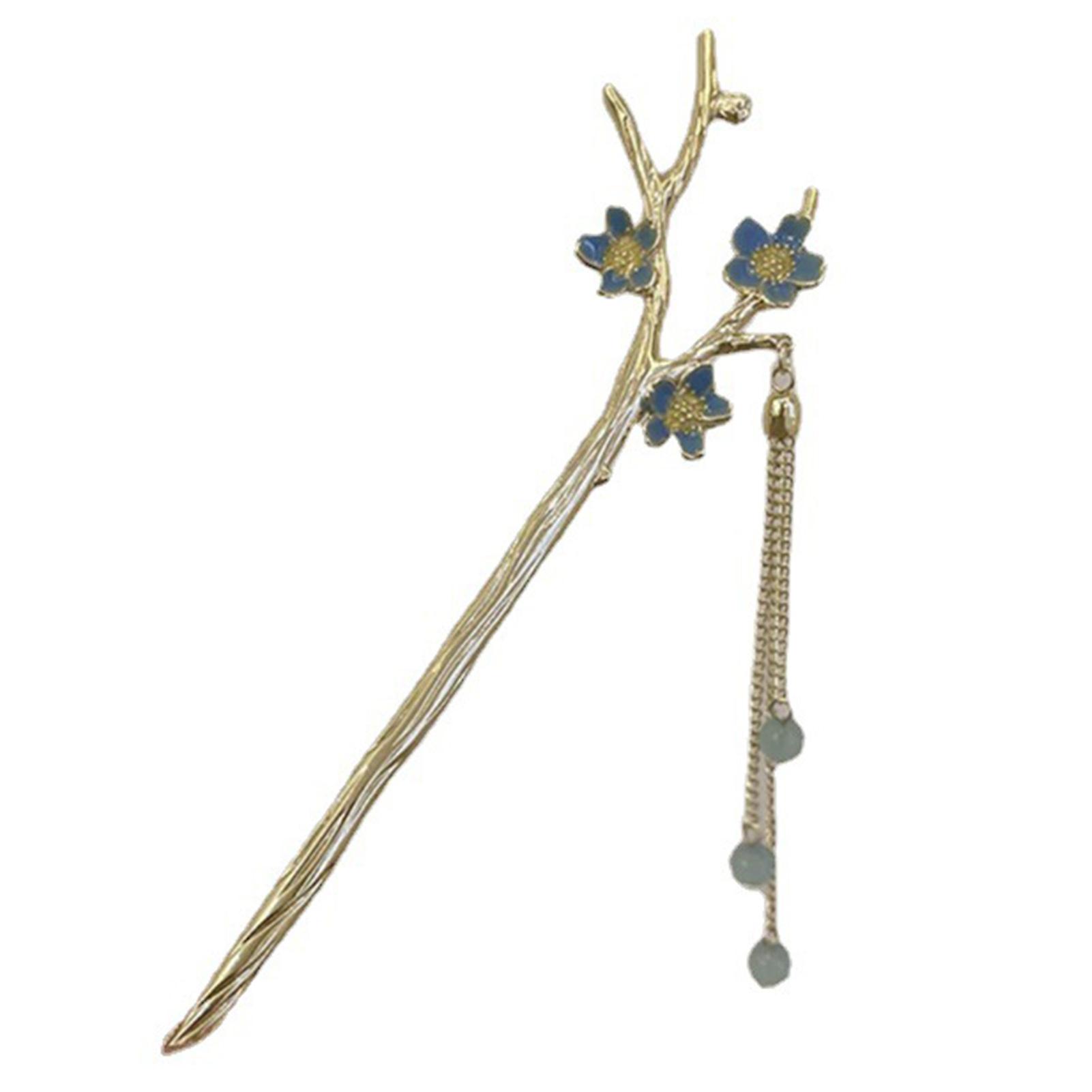 Tree Branch Hair Pin Chignon Pin Chopsticks Sweet Fringed Pink Plum Blossom Hair Sticks
