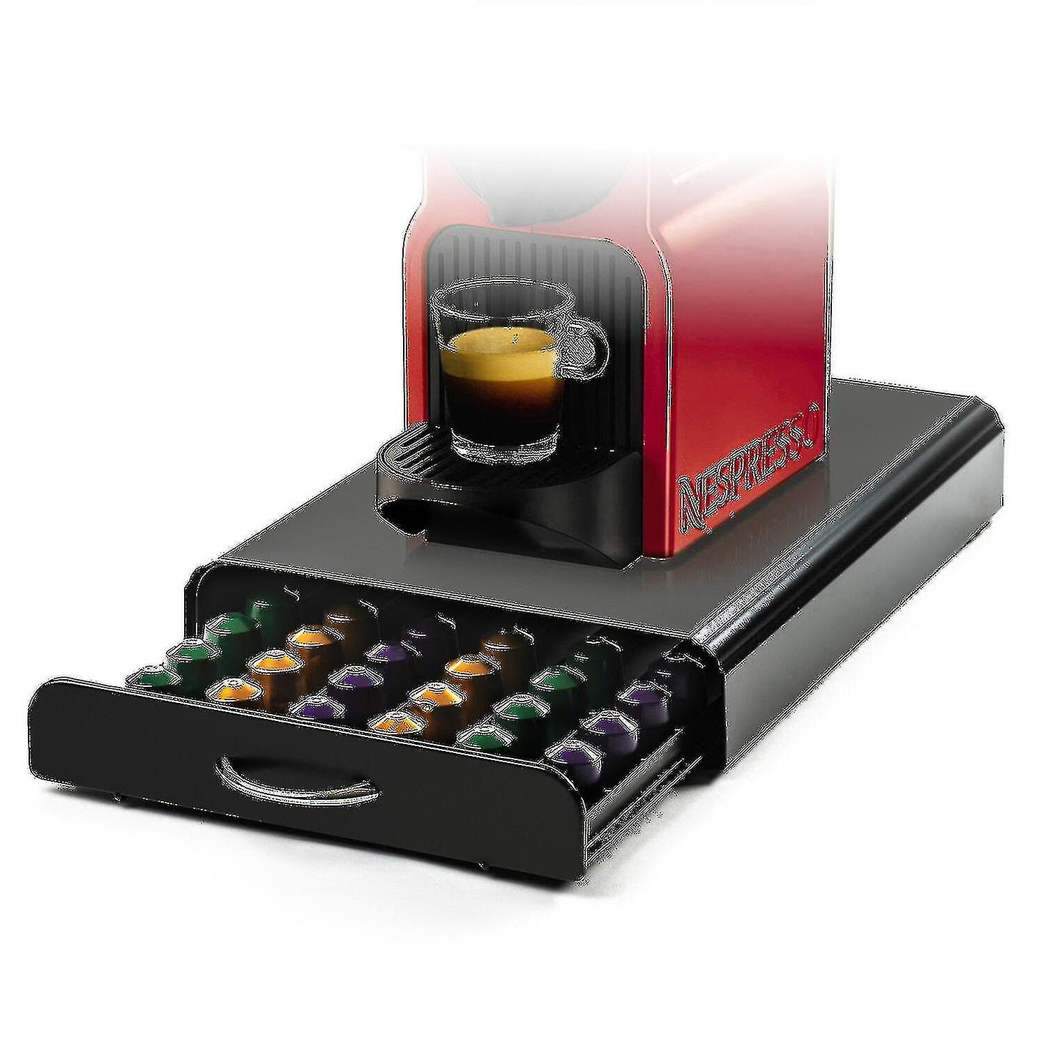 50 Pod Holder Stylish Black Capsule Organizer Συρτάρι Αποθήκευση &; Βάση καφετιέρας Αντιολισθητικά πόδια -