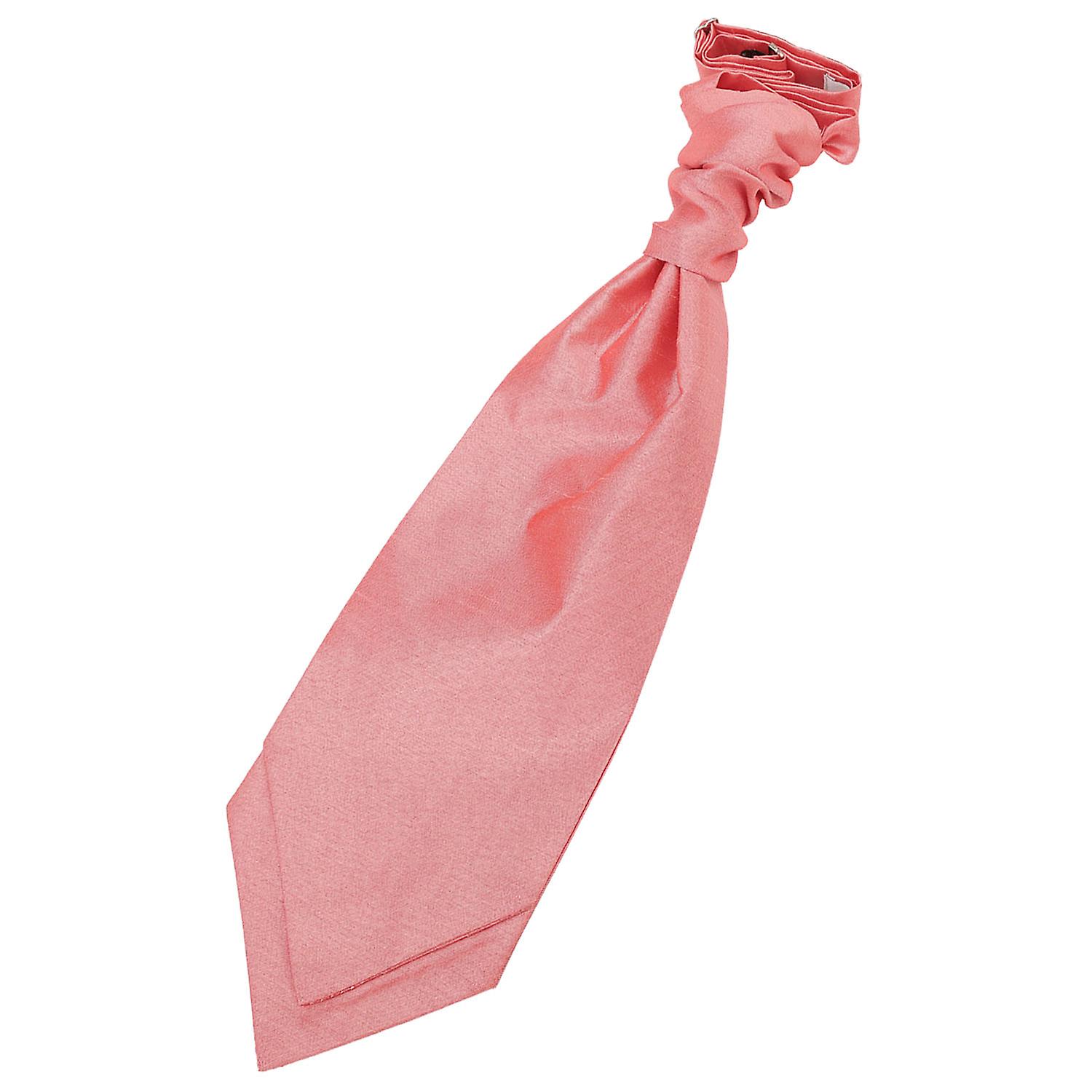 Salmon Pink Plain Shantung Pre-Tied Wedding Cravat