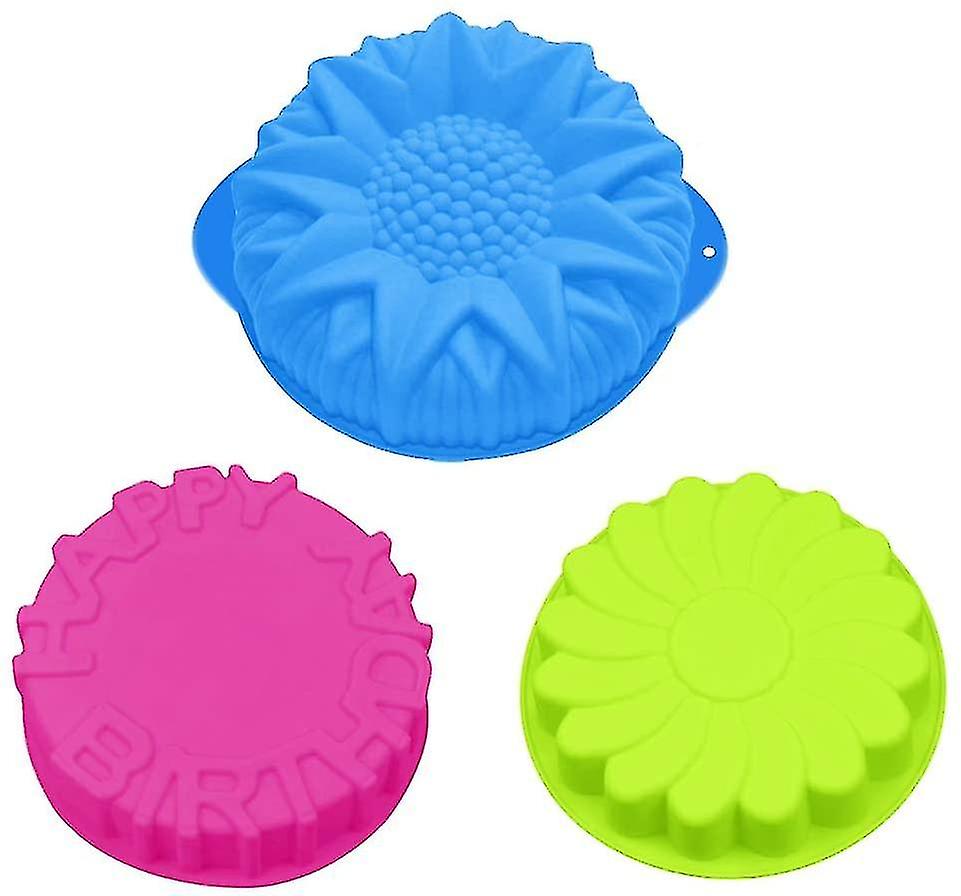 3 Pack Silicone Cake Tins, Round Loaf Tart Pan, Swirl Pattern