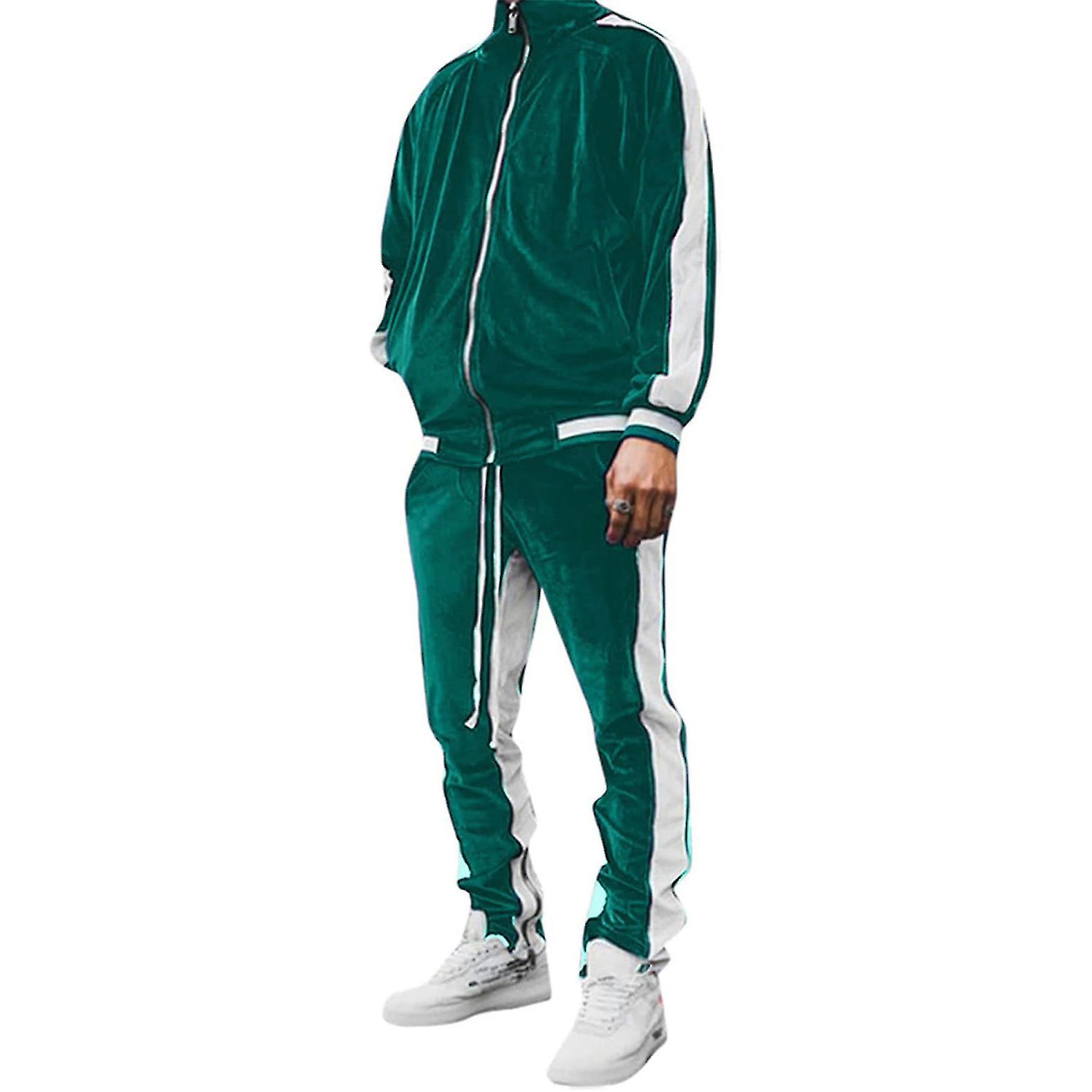 Set di tute in velluto da uomo, giacca casual e set di tute da ginnastica