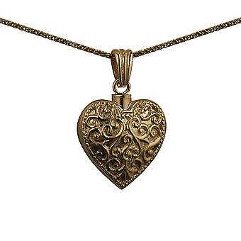 9ct Gold 25x22mm handmade Embossed Heart shaped Memorial...