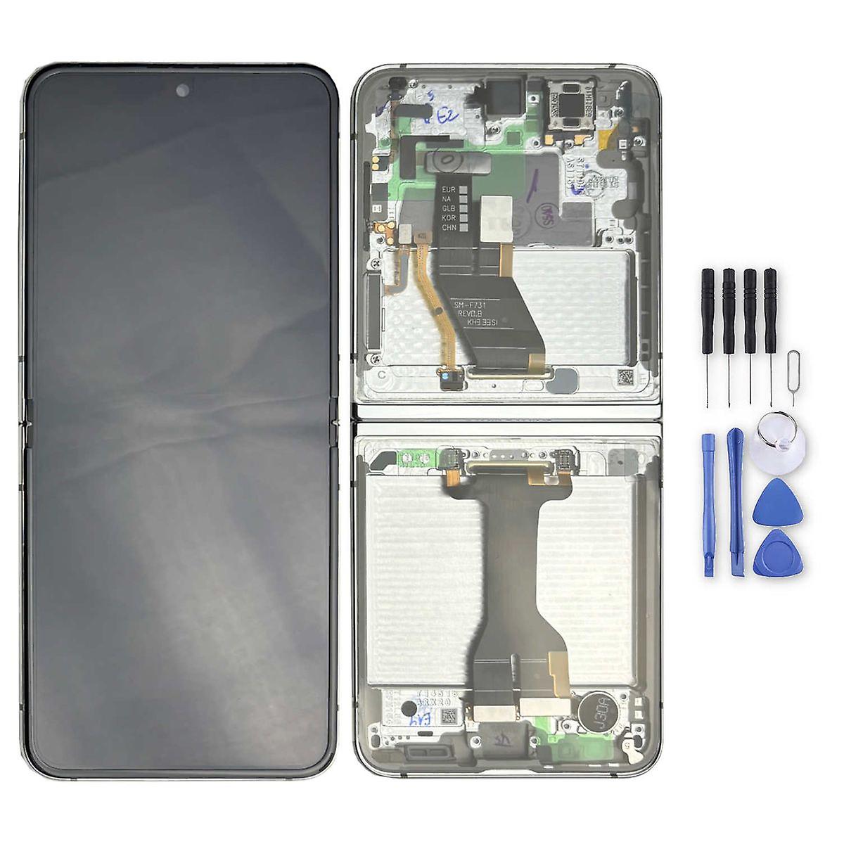 Samsung Galaxy Z Flip5 GH82-31827B Display LCD Unit Touch con Telaio Pezzo di Ricambio Riparazione Crema