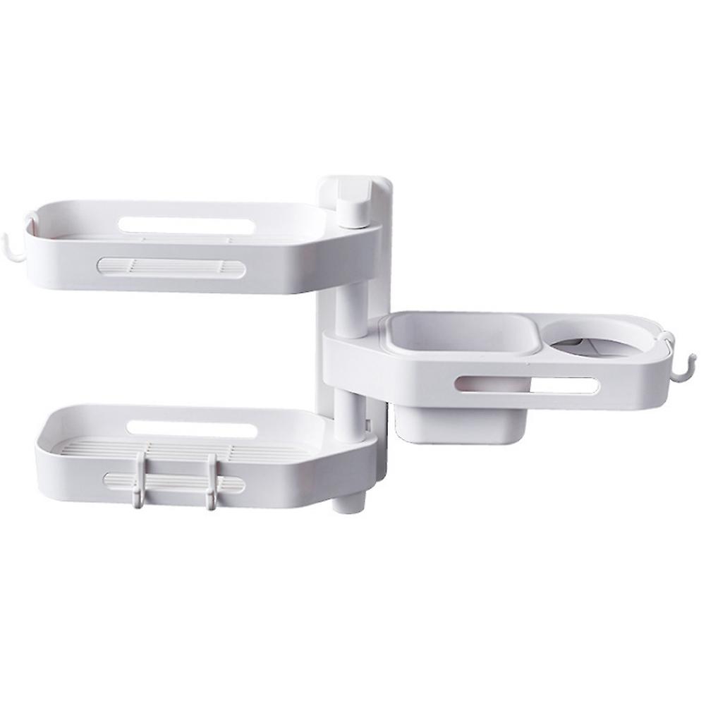 Adhesive Bathroom Shelf Rotating Wall Mounted Corner Suction Makeup Organizer Rack