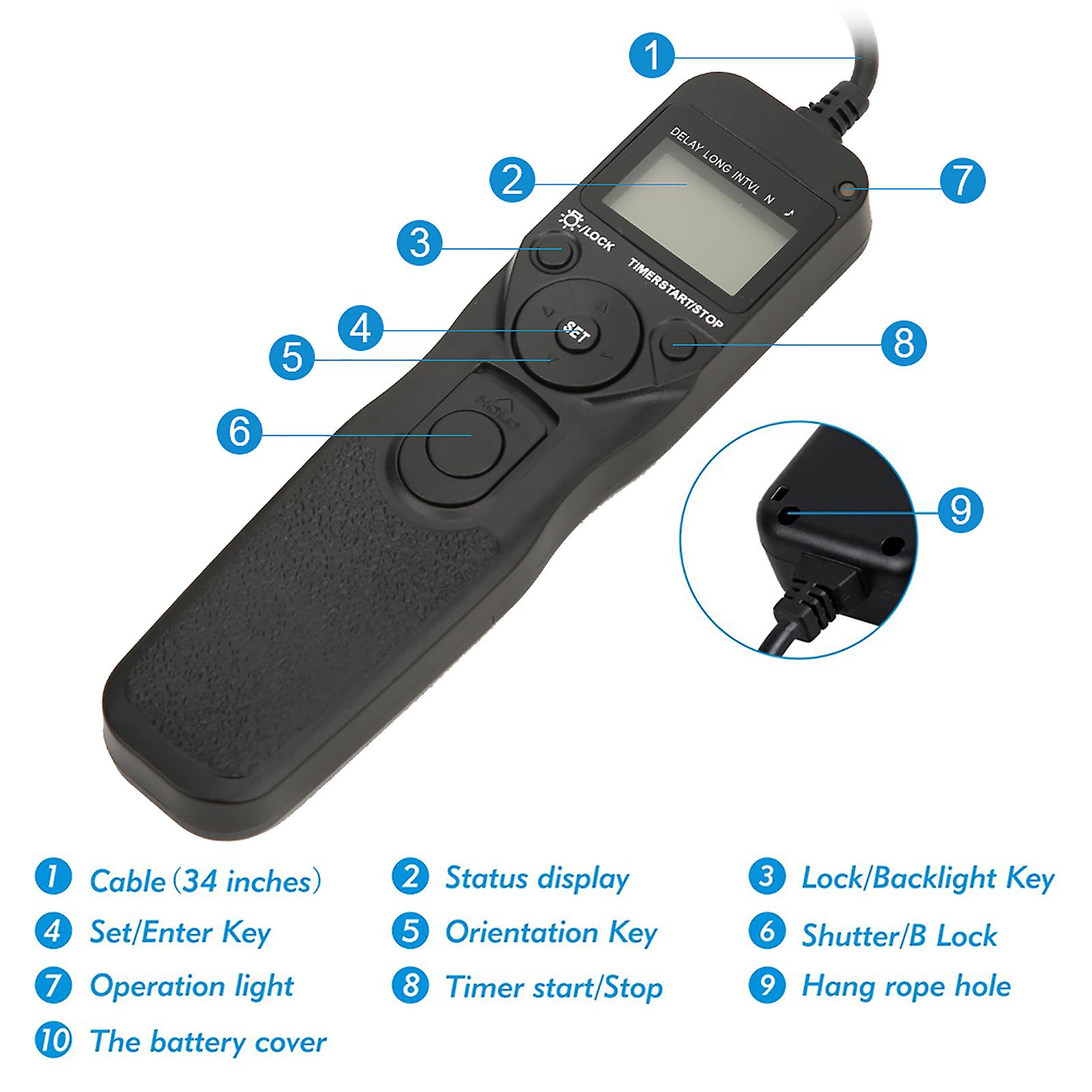 RS-80N3 Black Shutter Remote Control Trigger with 90cm Cable