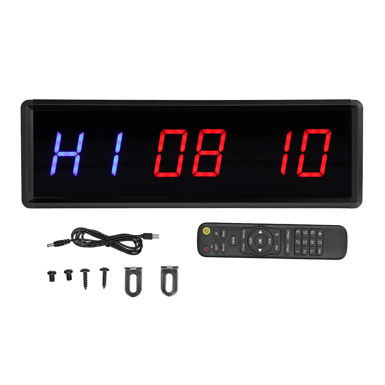 Ouitble Gym Timer LED Interval Timer Gym Workout Countdown/Up Clock Stopwatch, Fitness Exercise Timer for Home Gym, Digital Display, Adjustable