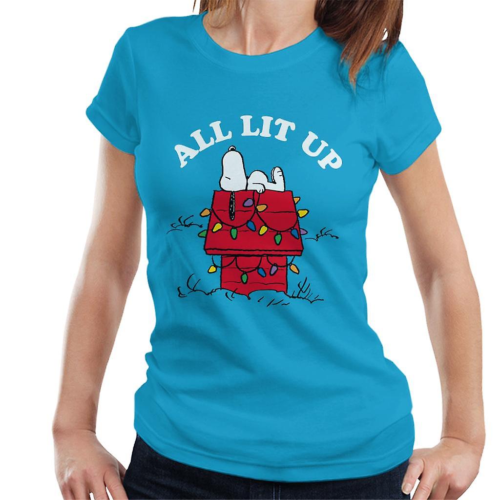Peanuts Christmas All Lit Up Snoopy Women's T-Shirt