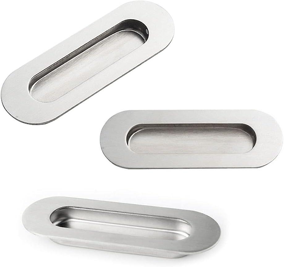 thumbnail image 2 of Stainless Steel Oval Recessed Flush Pull Handle For Sliding Doors/Cabinets – 2 Screws 2 of 5