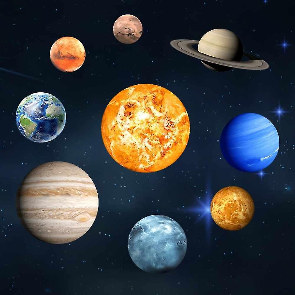 9pcs/set 9 Planet Solar System Fluorescent Wall Stick The Universe