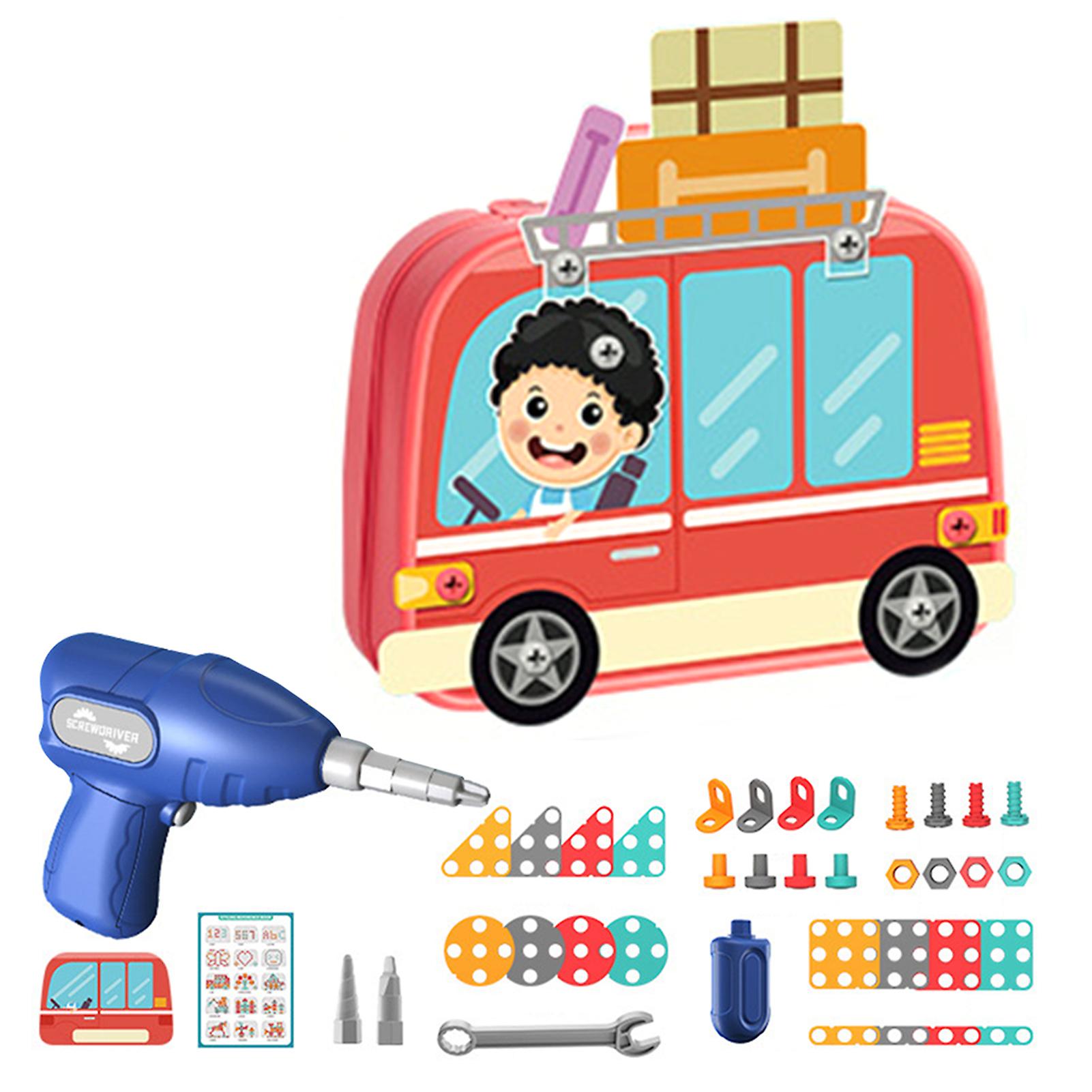 Kids Puzzle Toy with Plastic Electric Drill Durable Building Blocks Toys Kids Party Favor Toy