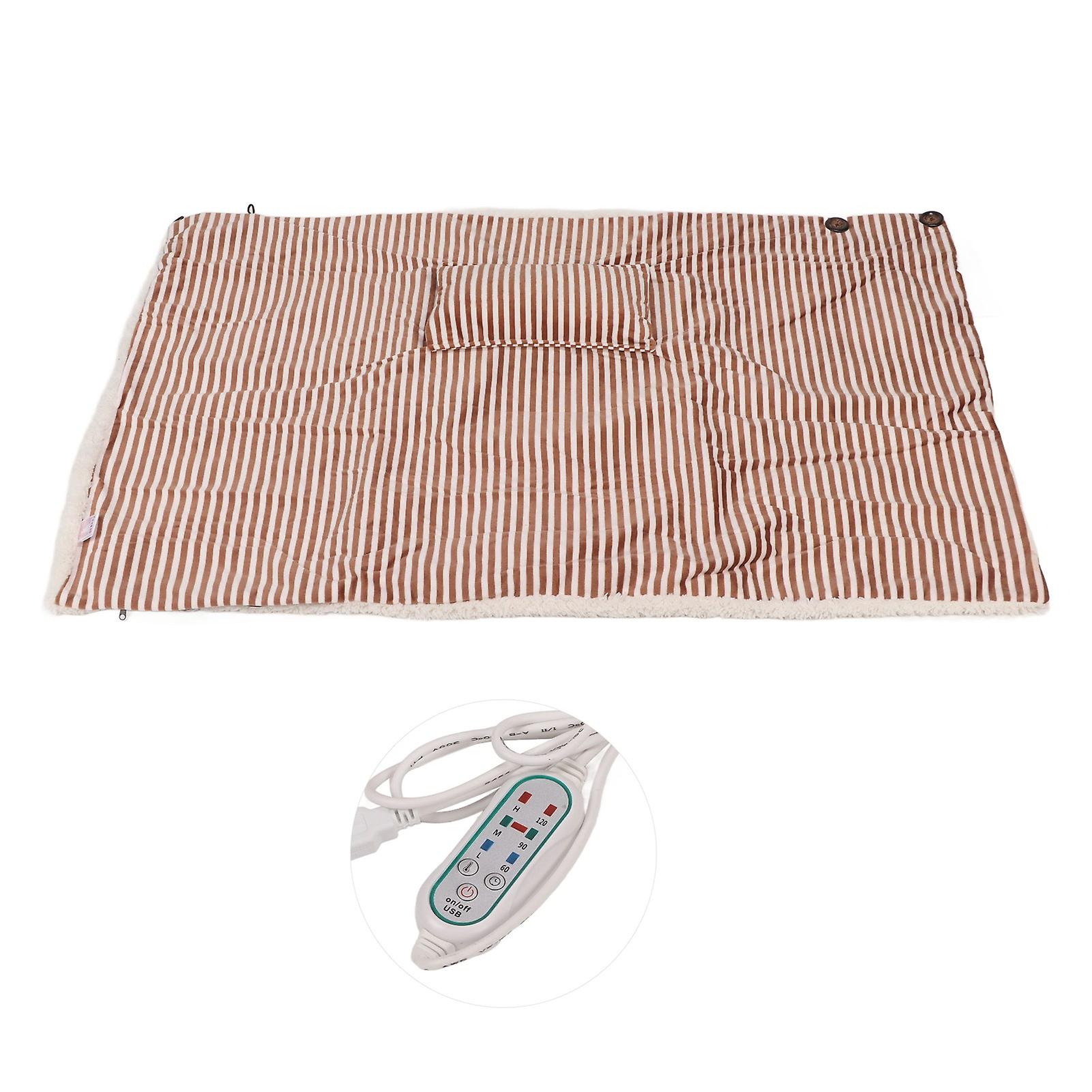 Heated Warm Shawl 3 Gears Temperature Timing Function Plush Warming Blanket for Office Home Brown