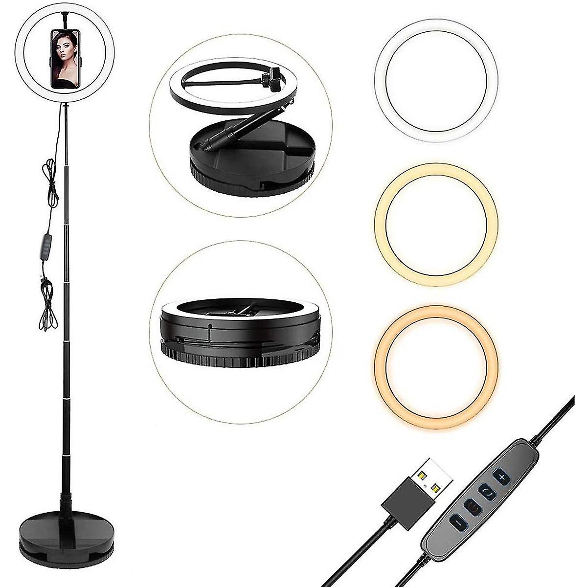 Led Ring Light 10 Inch Selfie Ring Light Easy Setup Folding Dimmable Ring Fill Lights With Phone Clip 10 Level Brightness