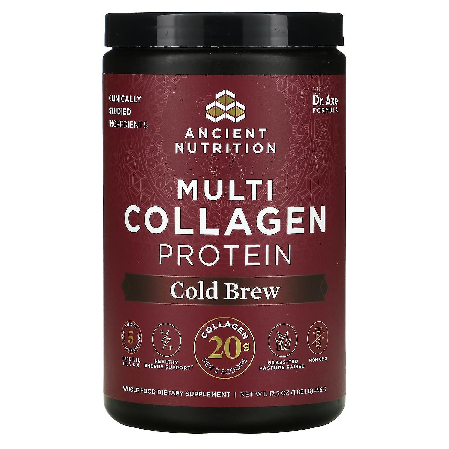 Dr. Axe / Ancient Nutrition, Multi Collagen Protein, Cold Brew, 1.09 lb (496 g)