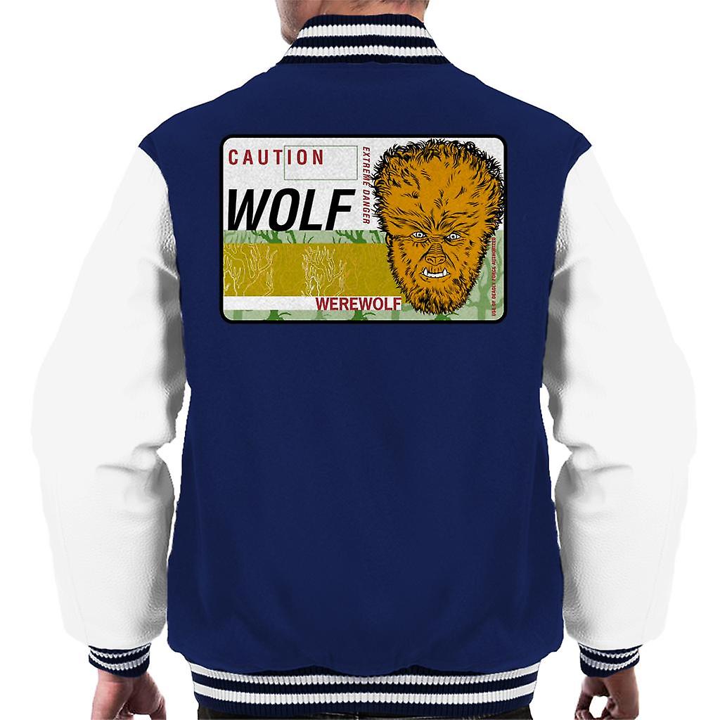 The Wolf Man Caution Extreme Danger Men's Varsity Jacket