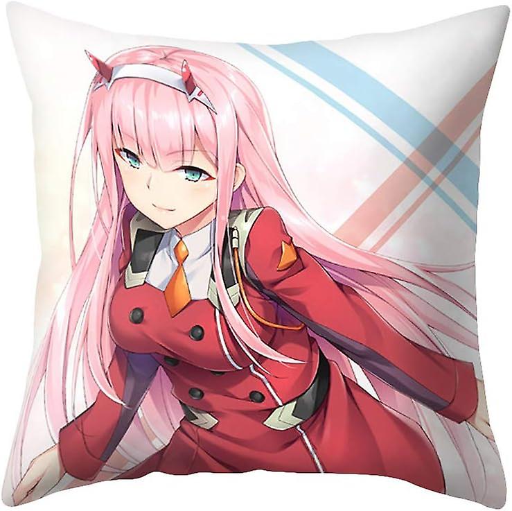 Zero Two Darling in The FRANXX Manga Abbracciando Copricuscino Abbracci Tiro Federa Poliestere Cosplay (Multi-Style04)-Multi-style04 18 "x18" AB-4930