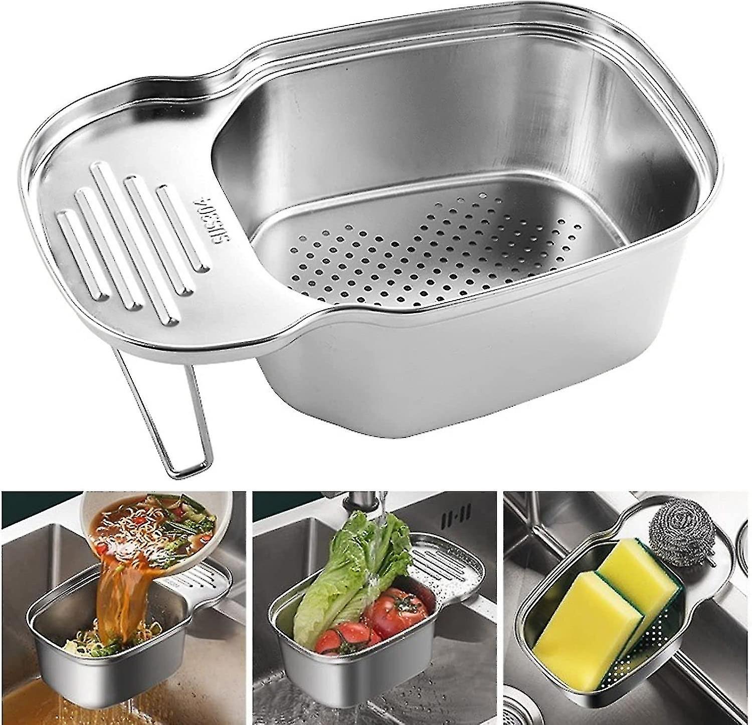 Küchenspüle Sieb Korb, Mehrzweck Eckspüle Sieb Lebensmittel Fänger Reste Müll Stora