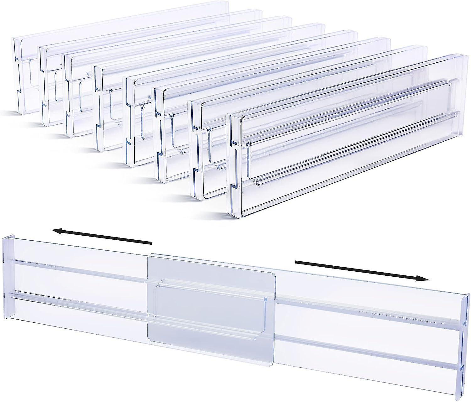 Set of 8 Adjustable Drawer Dividers 8cm Tall Extendable 27.5-52cm Chest of Drawers Kitchen Utensils