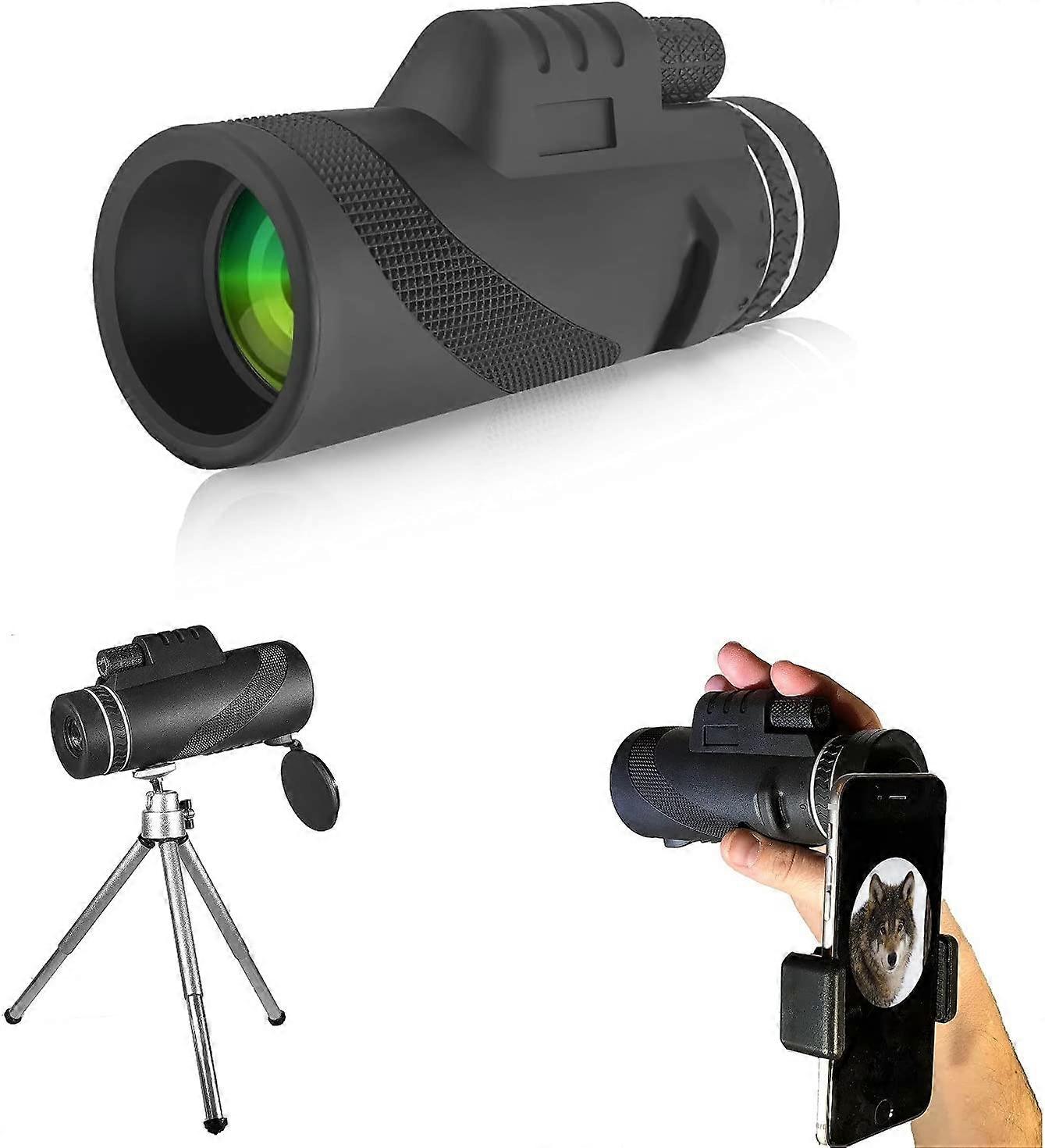 12x40 High Power Monocular Telescope, Portable Monocular with Tripod and Smartphone Holder, Monoscope for Bird Watching, Small Monoscope for Adults an